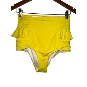 Kortni Jeane Bright Yellow High Rise Bikini Bottom‎  Size Medium